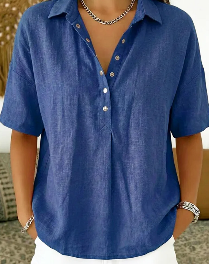 Tessa | Blusa camisera con cuello y detalle de botones ( 1+1 GRATIS )