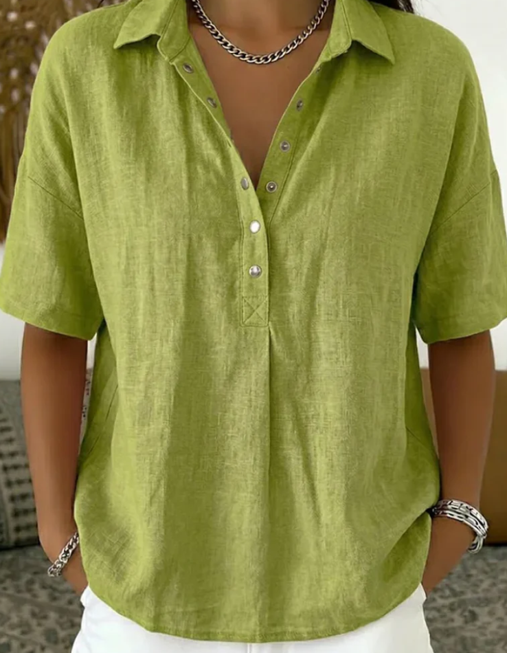 Tessa | Blusa camisera con cuello y detalle de botones ( 1+1 GRATIS )