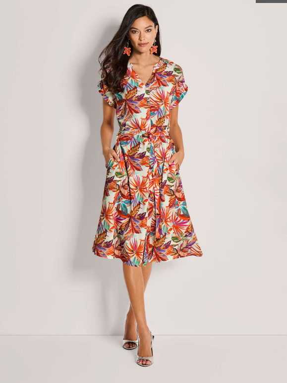 Madeleine | Vestido de verano con estampado de palmeras