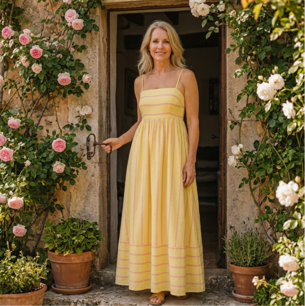 Oceane | Vestido maxi de rayas con tirantes finos
