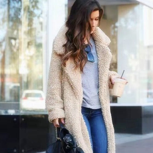 Teddy Jas Dames van Zacht Teddyfleece met Brede Revers en Warmte