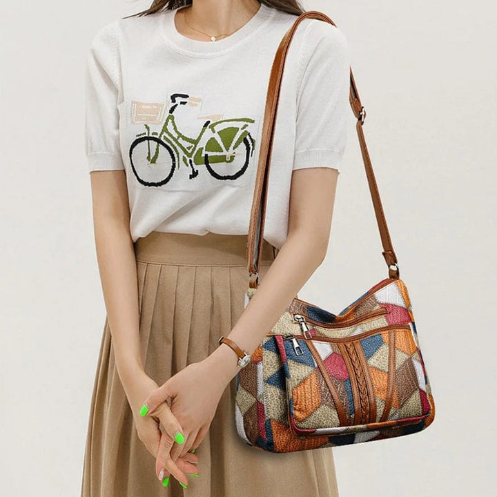 Sara | Bolso de mano de piel con mosaico
