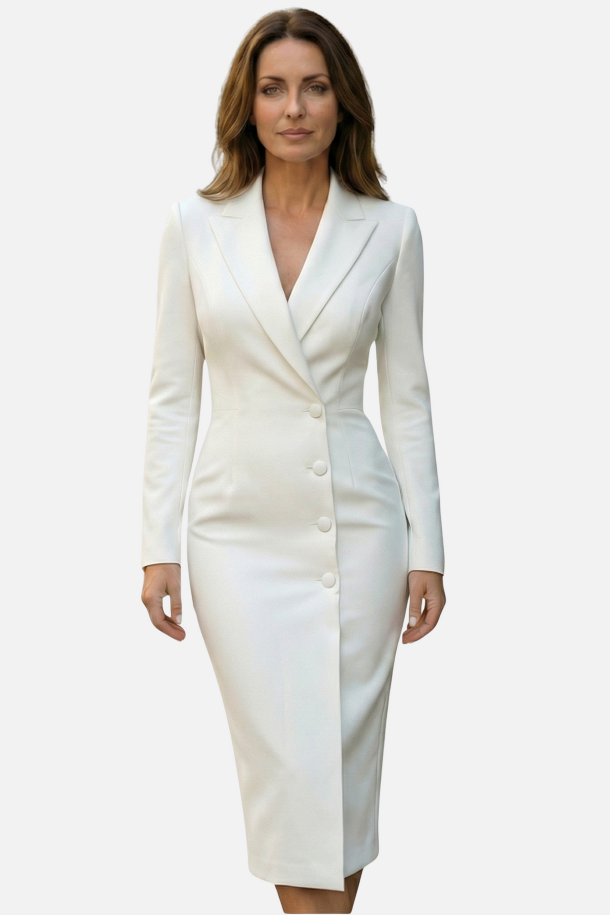 Amparo | Vestido midi texturizado con botones a tono