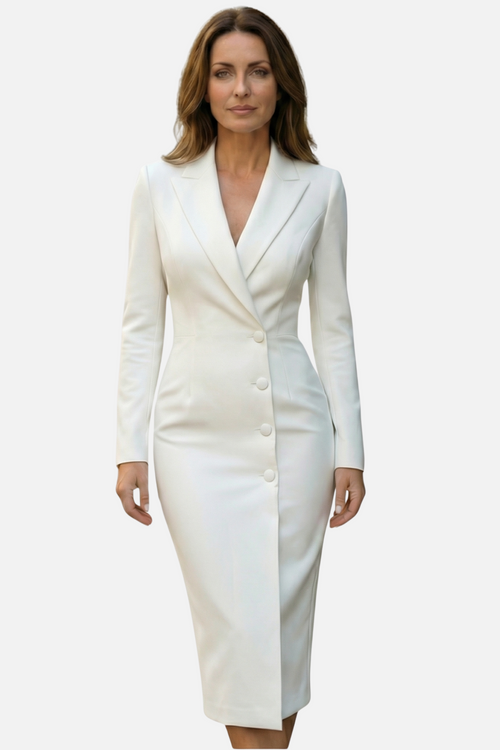 Amparo | Vestido midi texturizado con botones a tono