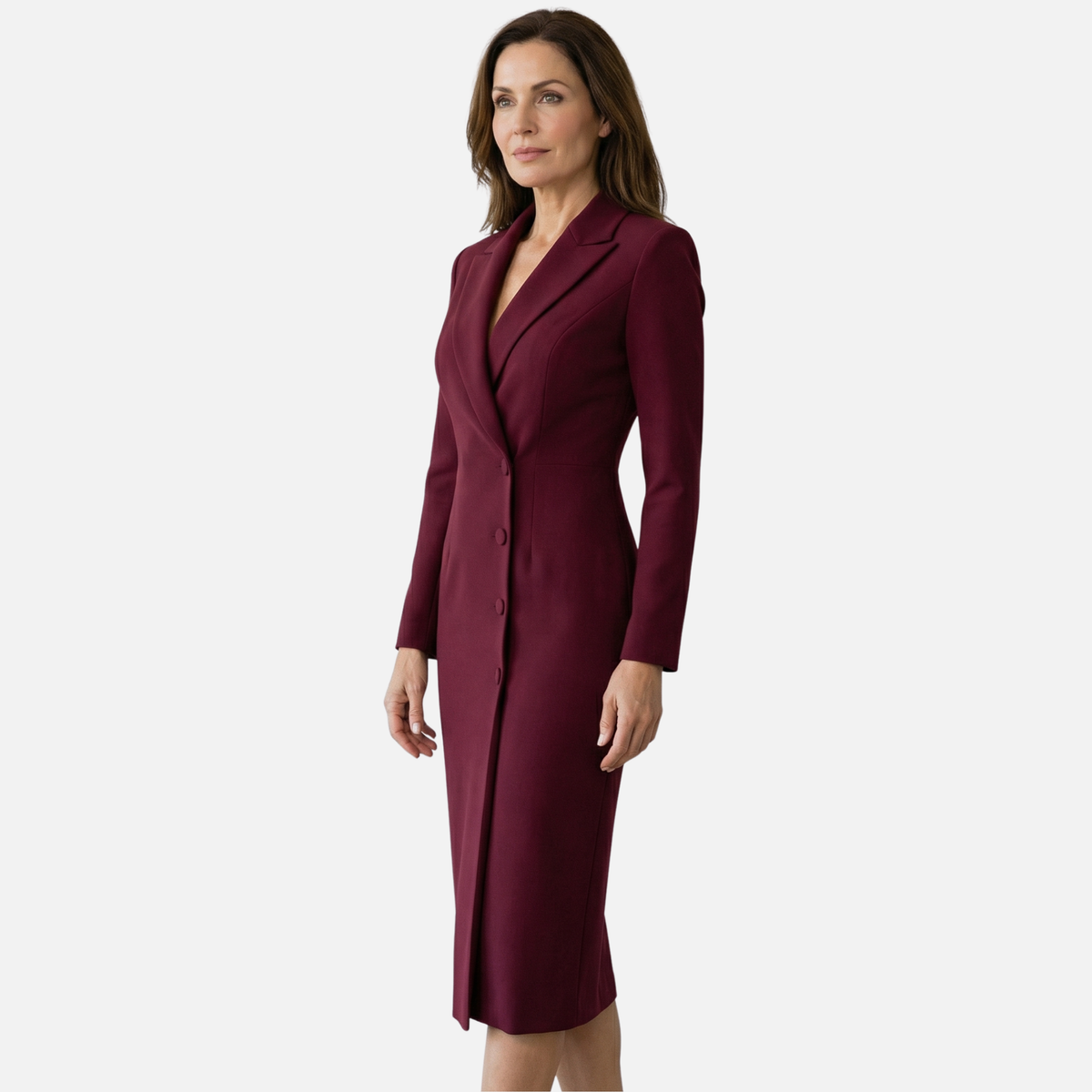 Amparo | Vestido midi texturizado con botones a tono