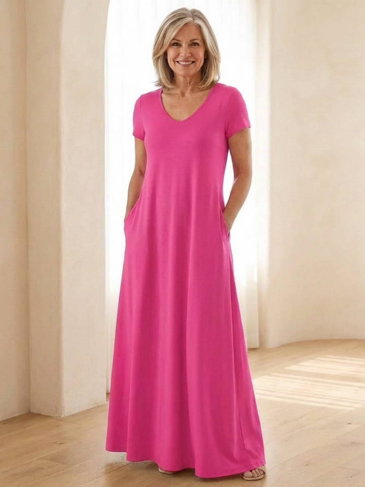 Samira | Vestido maxi con escote en V y bolsillos