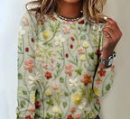 Trui Dames met Delicate Bloemenprint en Artistieke Warme Details