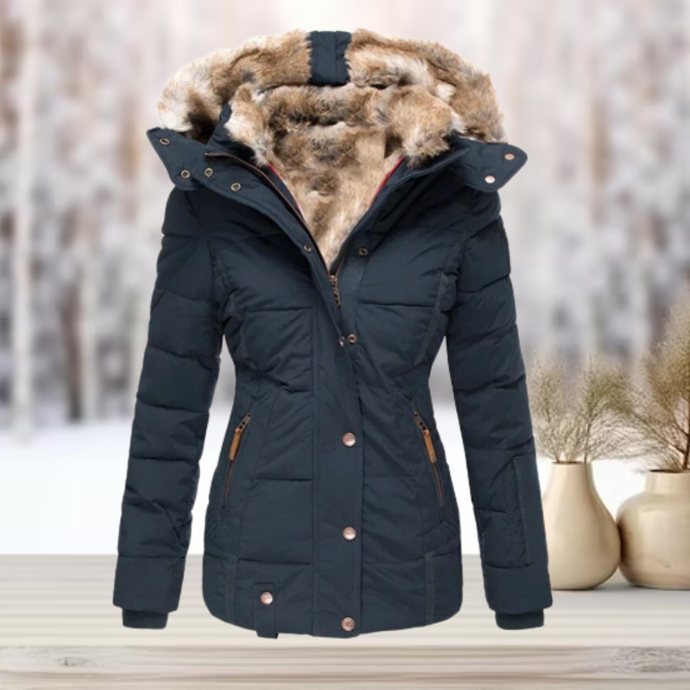 Winterjas Dames met Knoop en Ritssluiting Warme Voering en Zakken