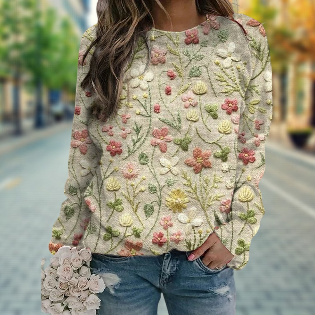 Nora | Jersey de punto con flores delicadas