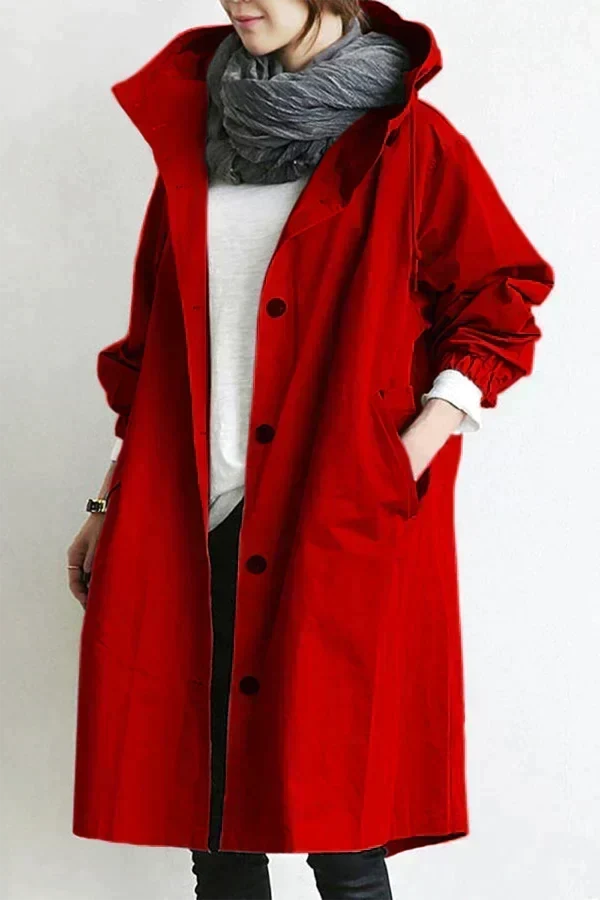 Justina | Chubasquero con botones y capucha ajustable