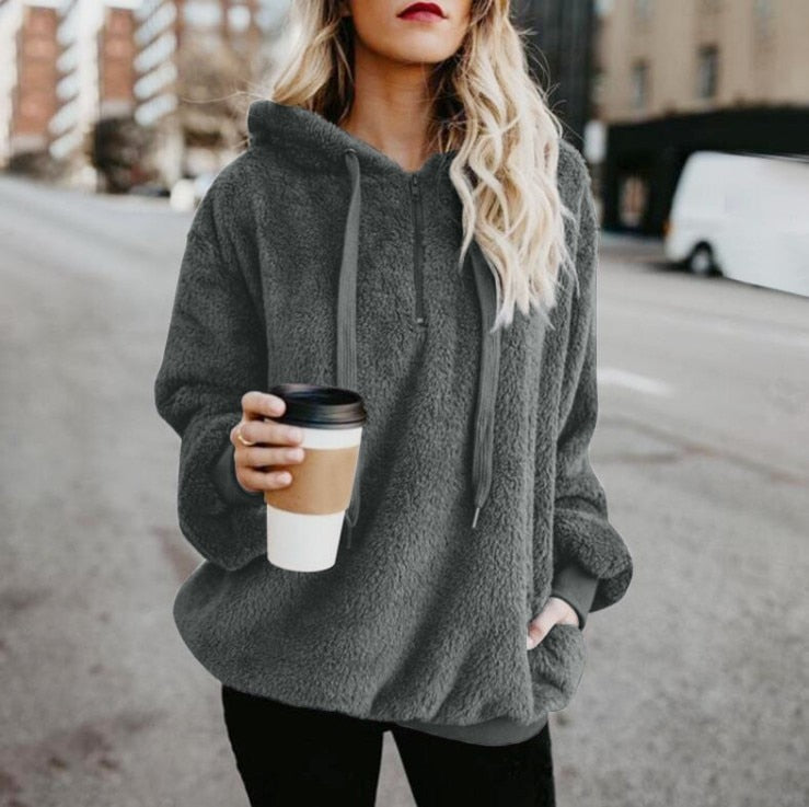 Tatiana | Sudadera con capucha, cordón y media cremallera