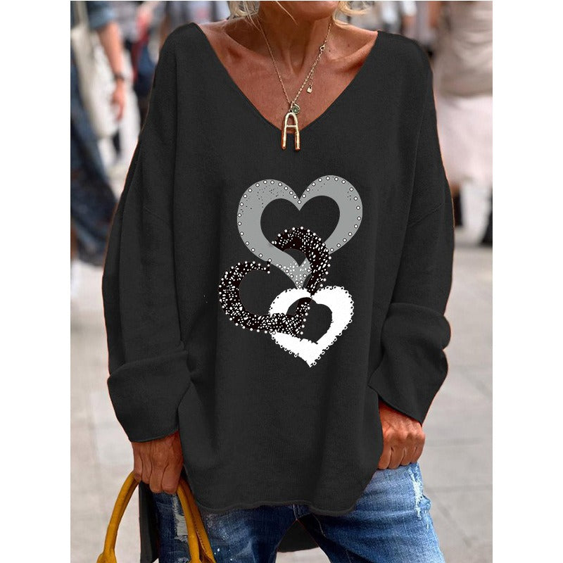 Mariona | Jersey de punto con corazones y escote en V