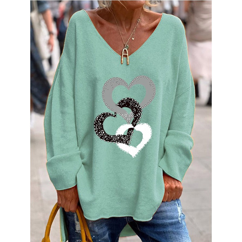 Mariona | Jersey de punto con corazones y escote en V