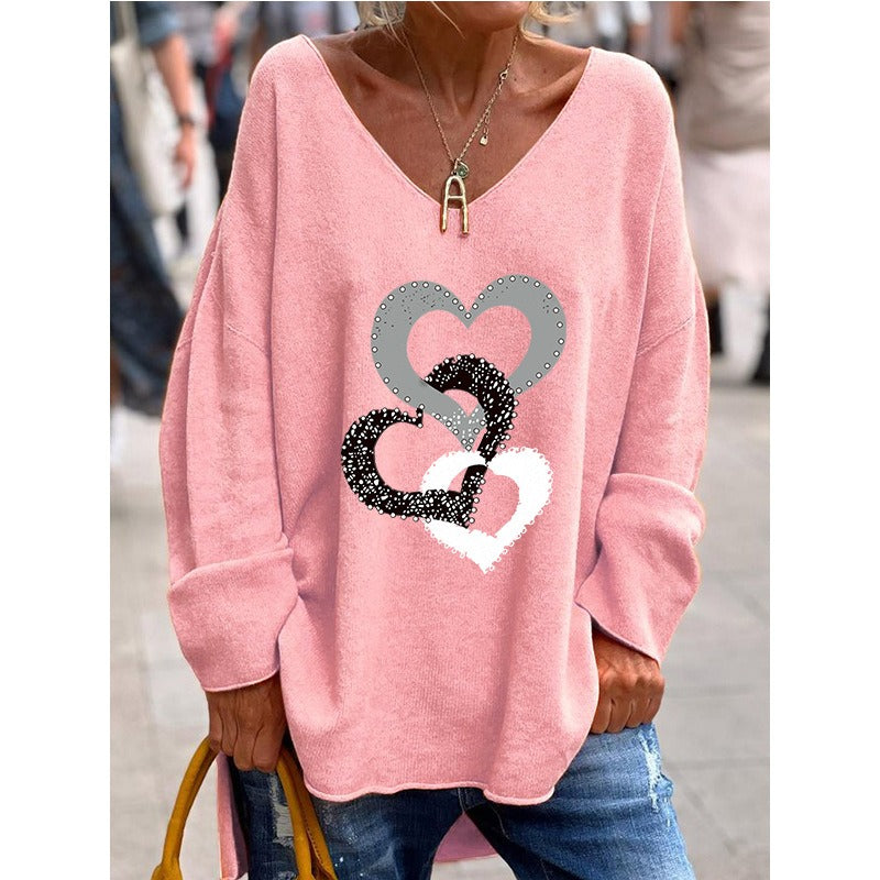 Mariona | Jersey de punto con corazones y escote en V