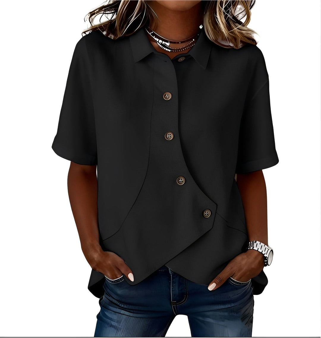 Frida | Blusa camisera de mezcla de lino (1+1 GRATIS)