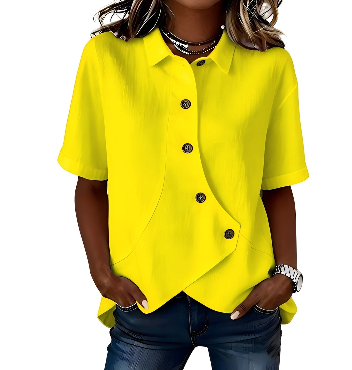 Frida | Blusa camisera de mezcla de lino (1+1 GRATIS)