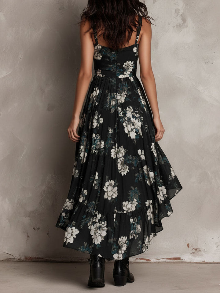 Eleonora | Vestido maxi bohemio sin tirantes con estampado floral