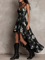 Eleonora | Vestido maxi bohemio sin tirantes con estampado floral