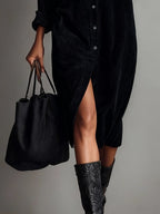 Mercedes | Vestido midi de pana con bolsillos