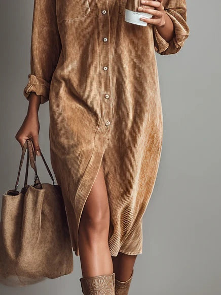 Mercedes | Vestido midi de pana con bolsillos