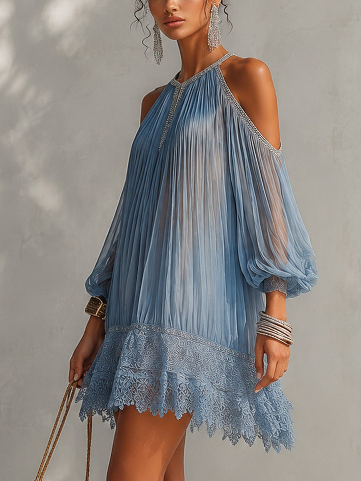 Pilar | Vestido mini de hombros descubiertos — detalle