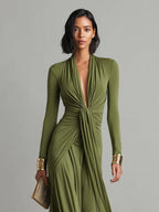 Valentina · Maxi dress with V-neck and ruffle details