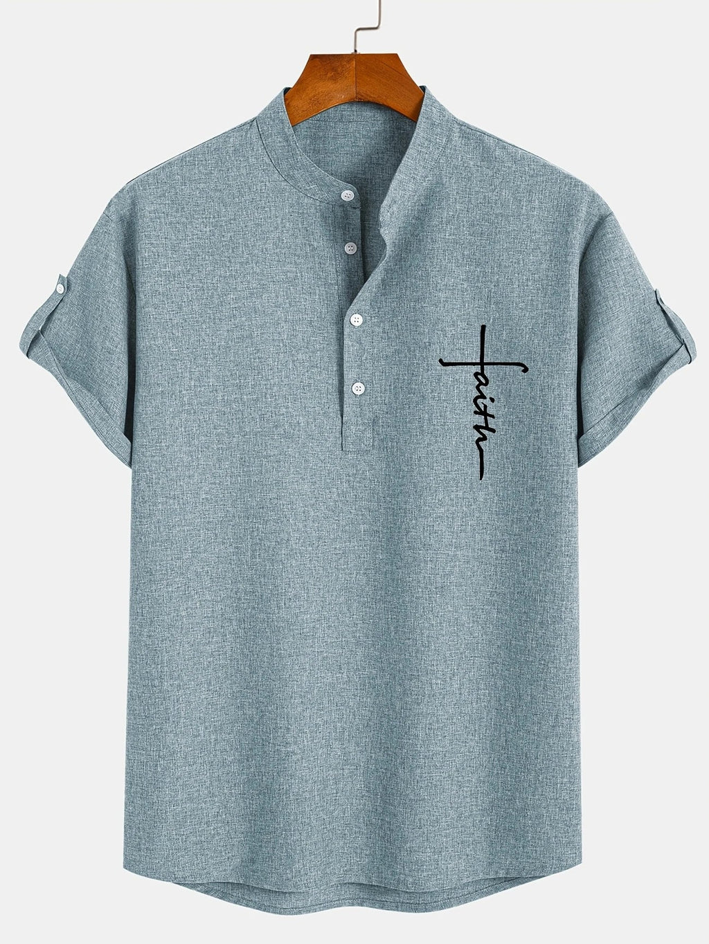 Sabino | Camisa de manga corta con cuello mao