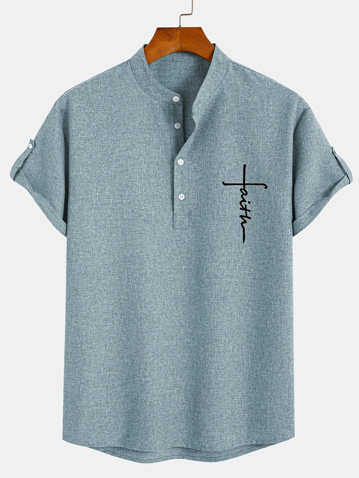 Sabino | Camisa de manga corta con cuello mao