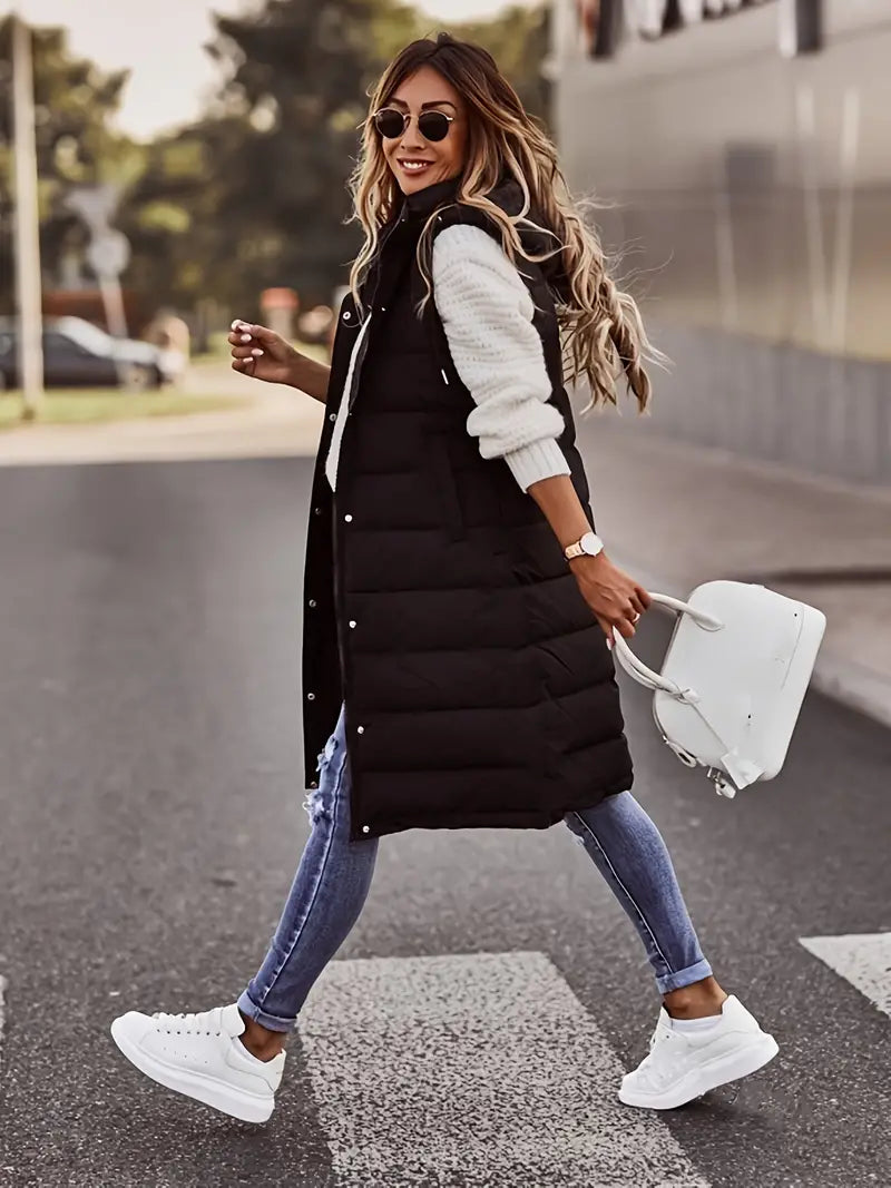 Bodywarmer Dames met een Capuchon en een Slank Mouwloos Ontwerp