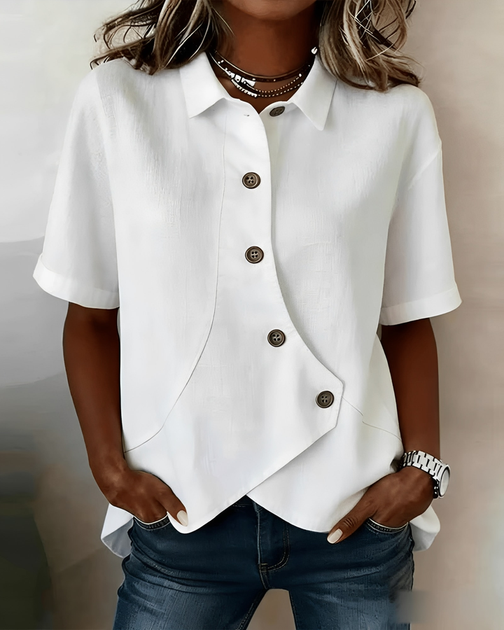 Frida | Blusa camisera de mezcla de lino (1+1 GRATIS)