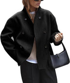 Button met drie rijen Plaid Tweed Coat