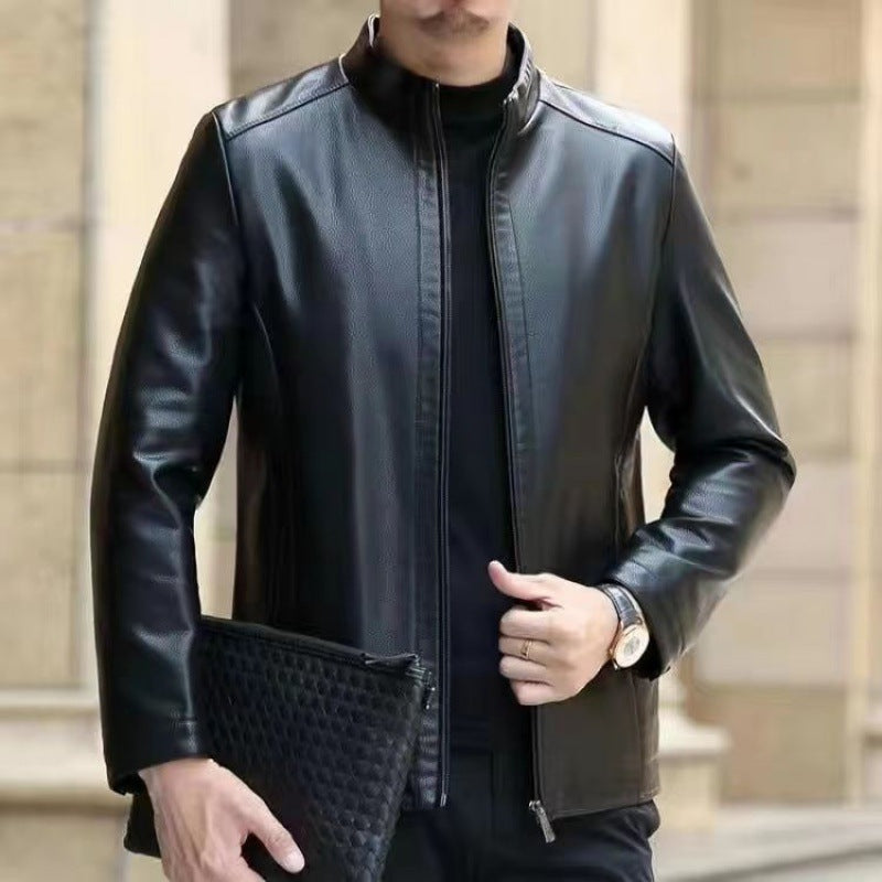 Esteban | Chaqueta de cuero con cremallera y forro cálido