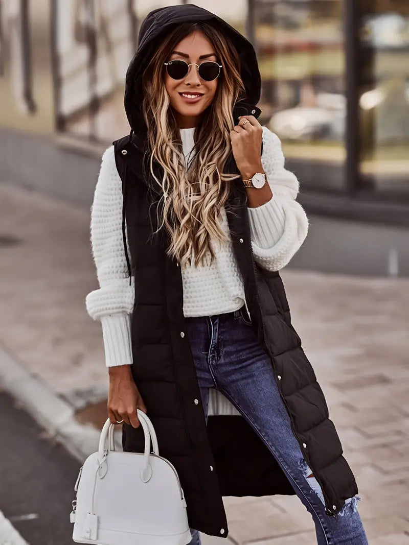 Bodywarmer Dames met een Capuchon en een Slank Mouwloos Ontwerp