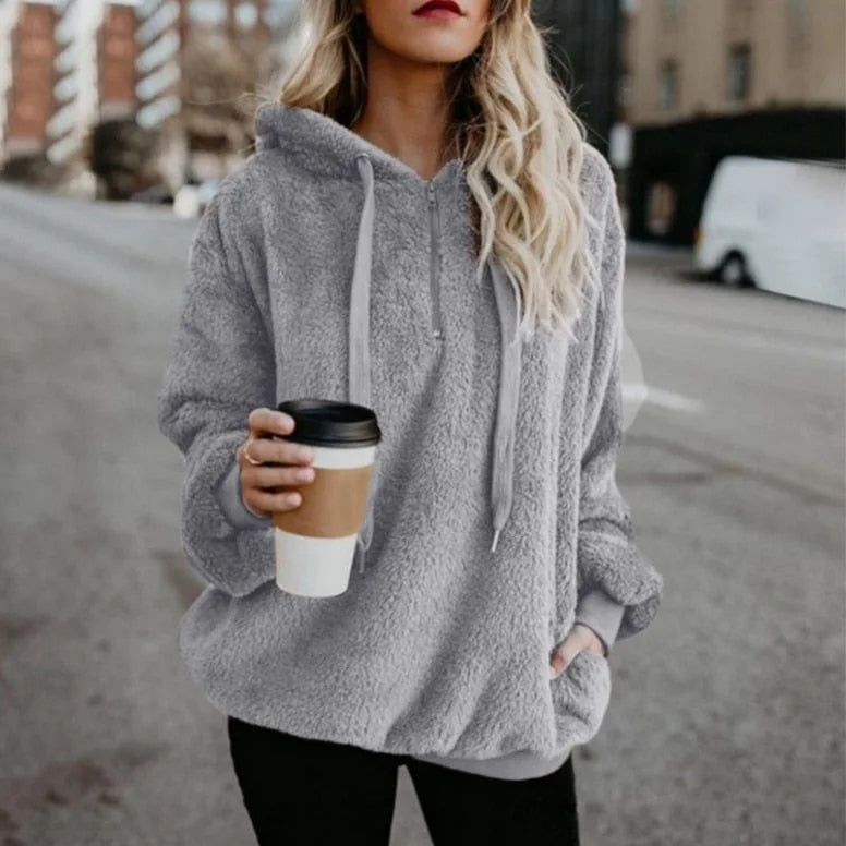 Tatiana | Sudadera con capucha, cordón y media cremallera