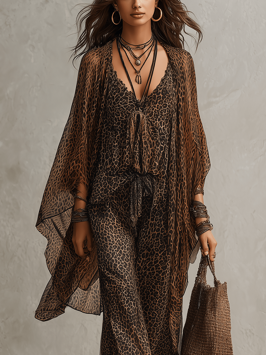 Ximena - Conjunto de tres piezas leopardo - look completo