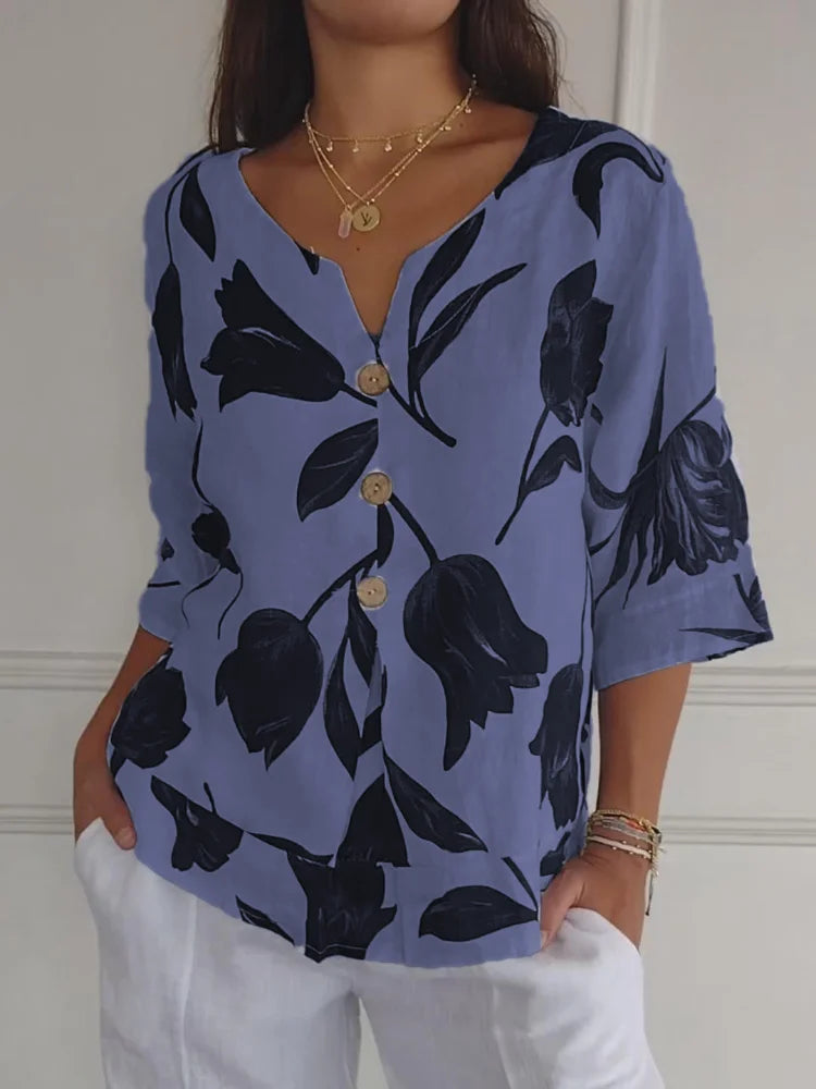 Dalia | Blusa floral con escote en V