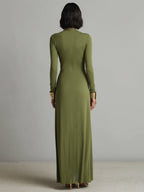 Aitana | Vestido largo con escote en V profundo y volantes