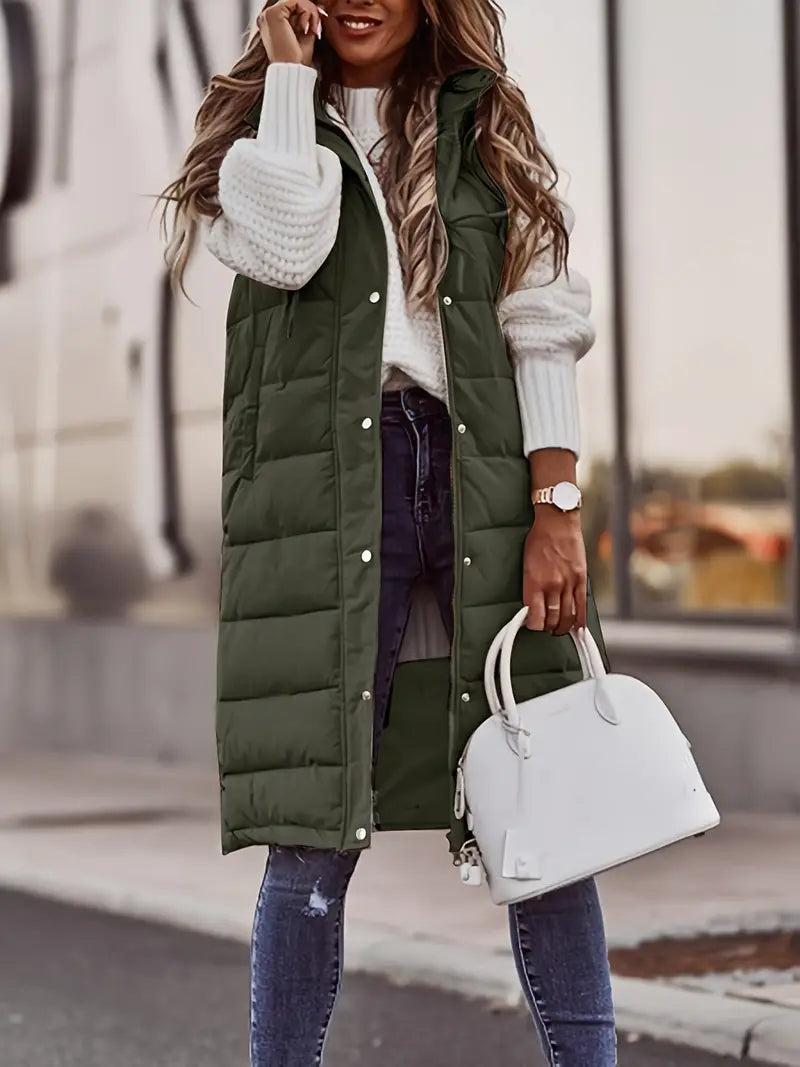 Bodywarmer Dames met een Capuchon en een Slank Mouwloos Ontwerp