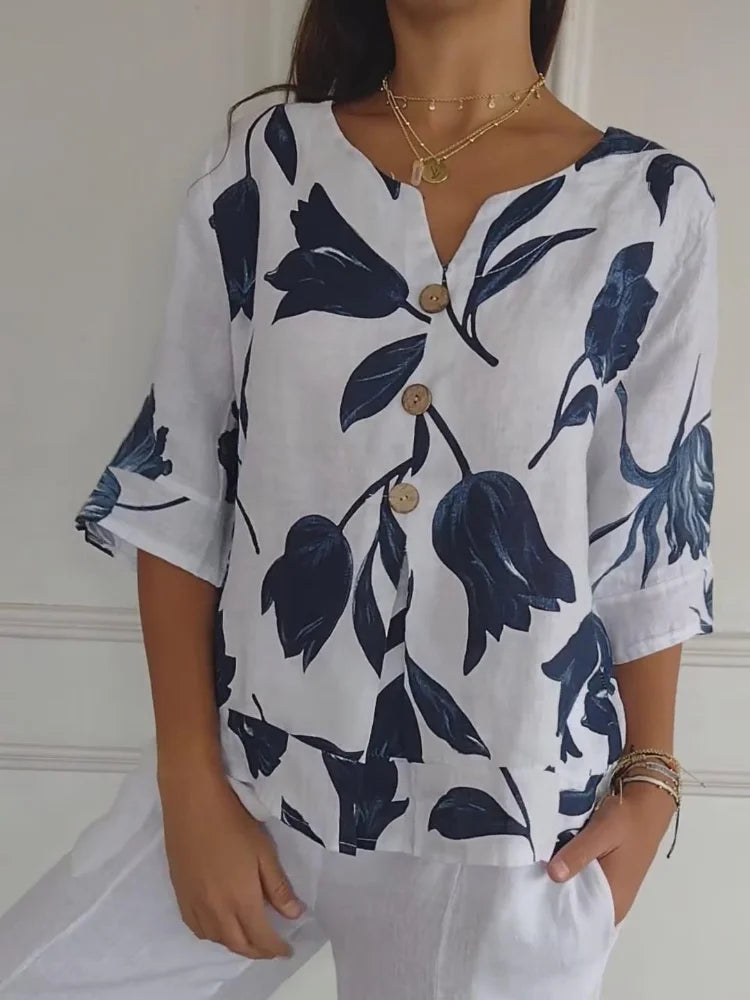 Dalia | Blusa floral con escote en V