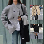Button met drie rijen Plaid Tweed Coat