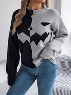 Halloween contrast-kleur pullover trui mode mode met lange mouwen gebreide tops voor dameskleding