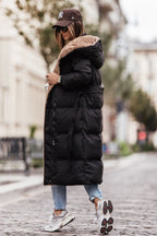 Winterjas Dames Puffer met Imitatiebont Gevoerde Capuchon en Winddichtheid