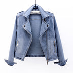 Tussenjas Dames van Denim met Asymmetrische Rits en Reverskraag