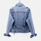 Tussenjas Dames van Denim met Asymmetrische Rits en Reverskraag