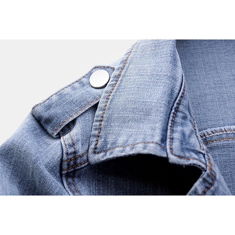Tussenjas Dames van Denim met Asymmetrische Rits en Reverskraag