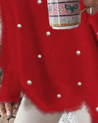 Magdalena | Jersey de punto con cuello de pico y perlas