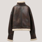 Elisa – Vintage Faux Shearling Biker Jacket