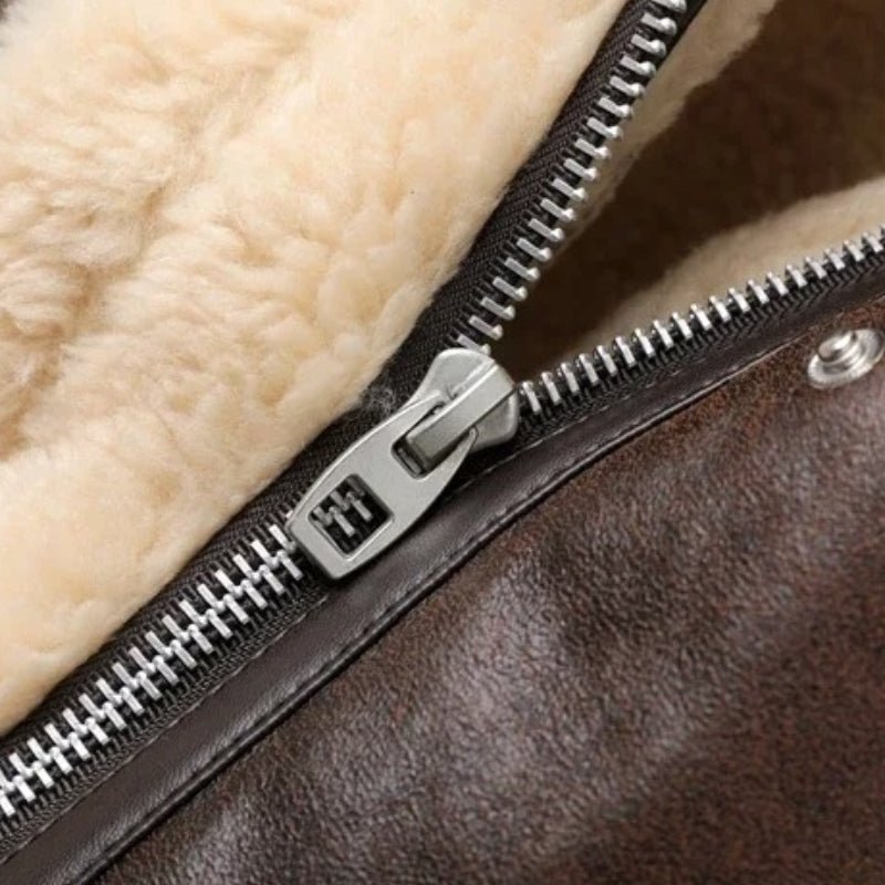 Elisa – Vintage Faux Shearling Biker Jacket