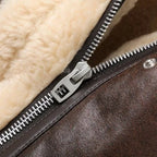 Elisa – Vintage Faux Shearling Biker Jacket