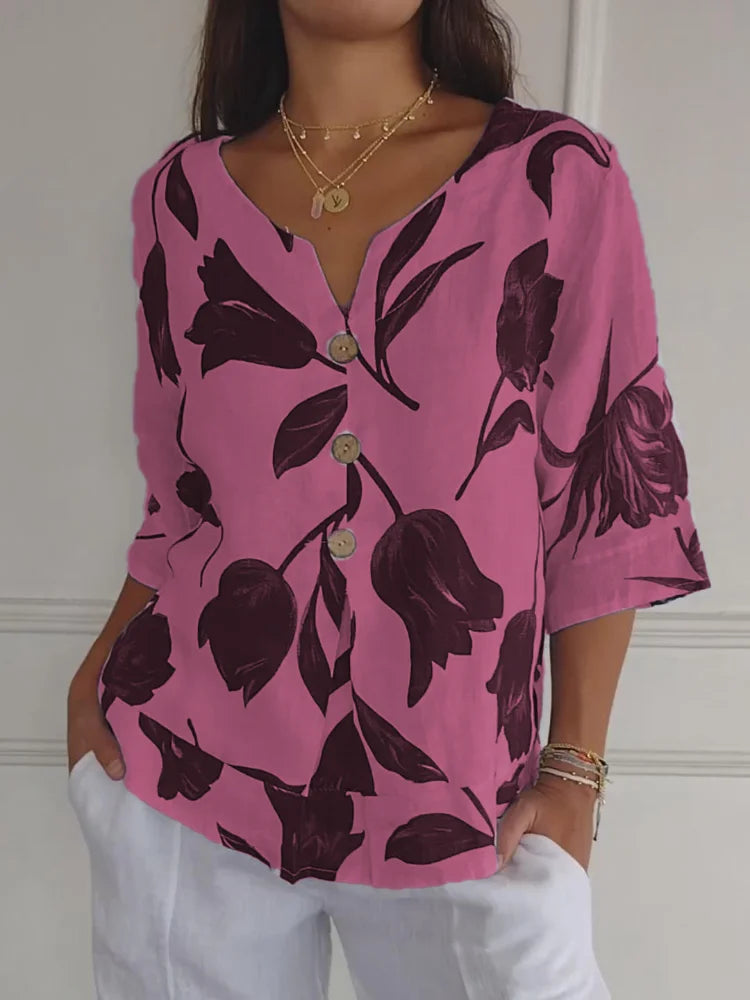 Dalia | Blusa floral con escote en V